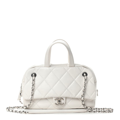 Chanel Aged Calfskin Quilted Small Express Bowling Bag White 1 of 9