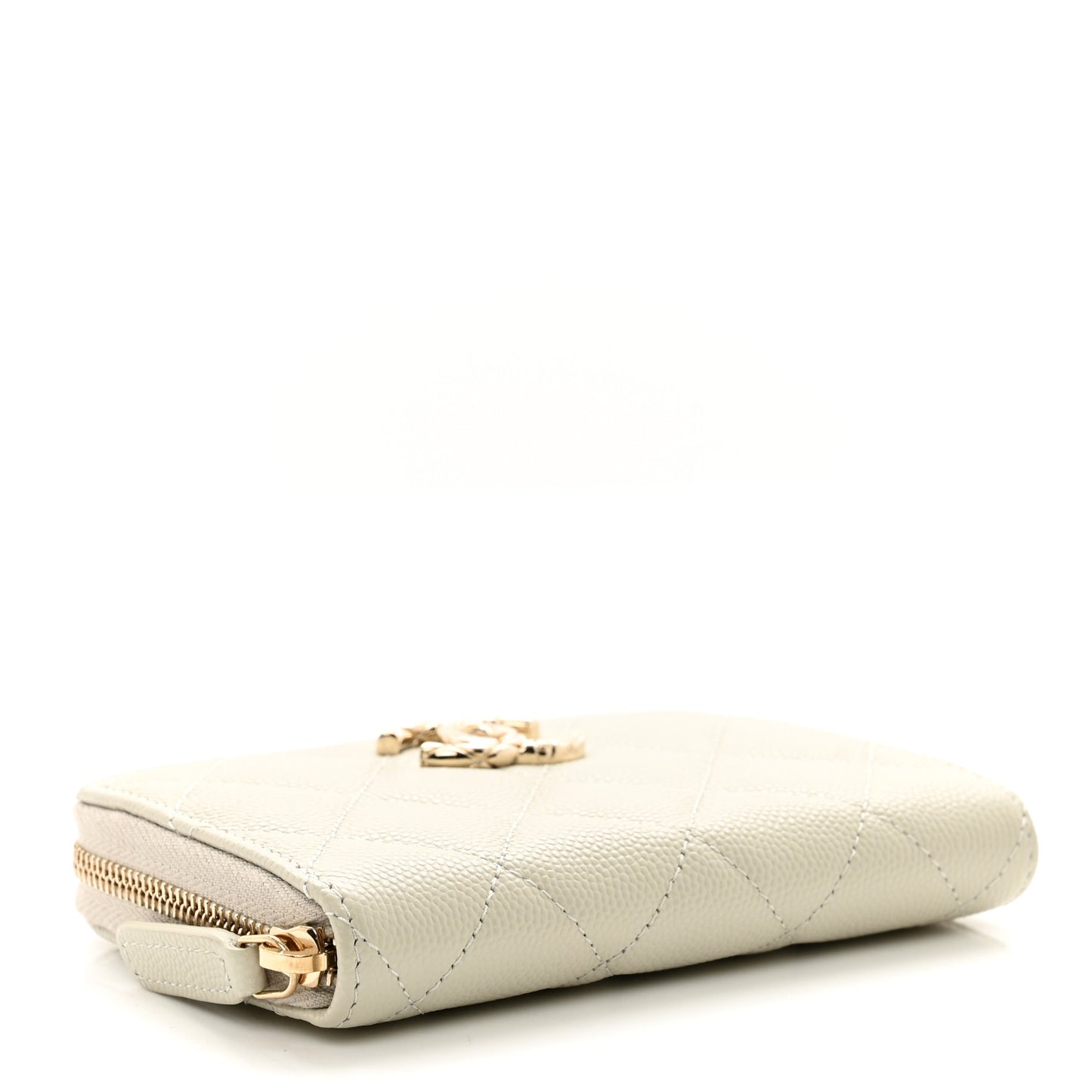 Caviar Quilted Zipped Coin Purse White