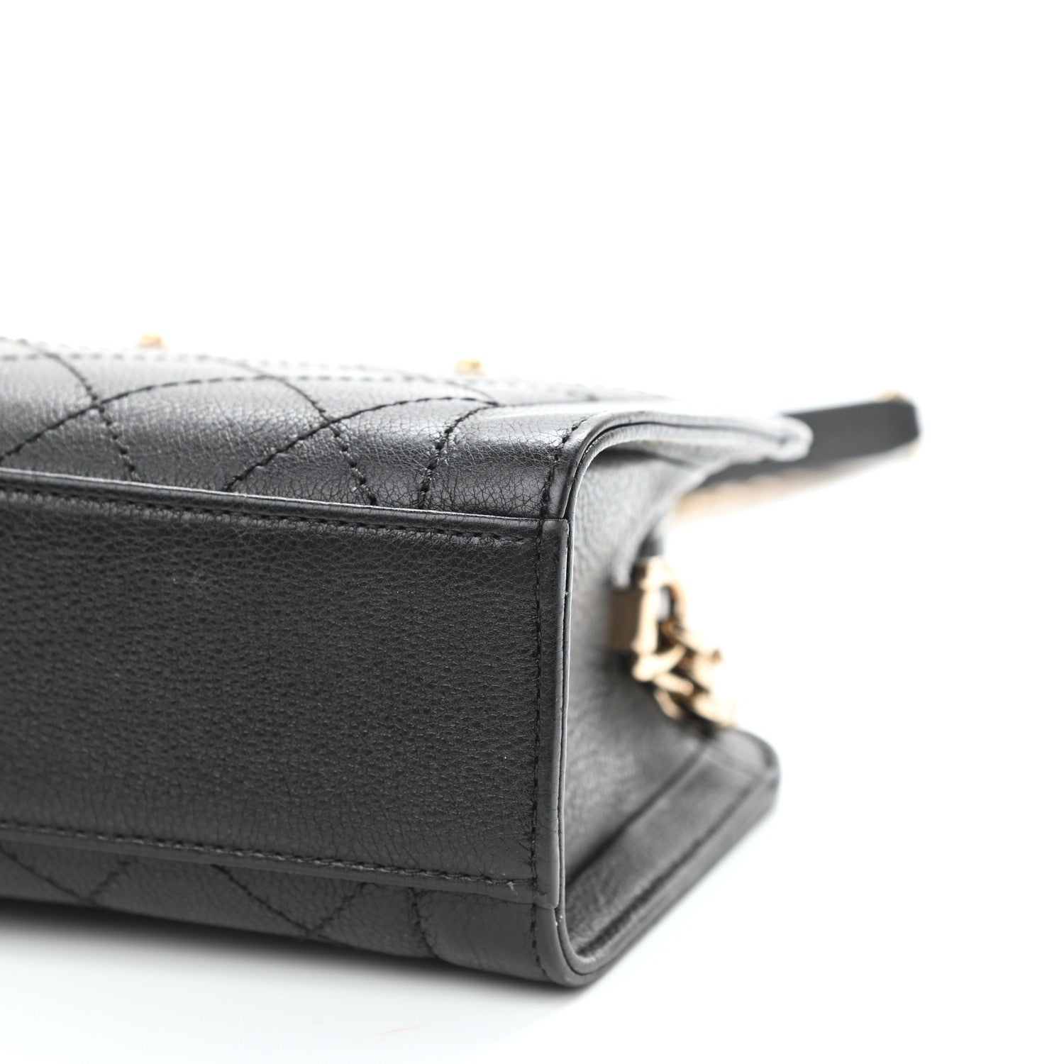 Chanel Grained Calfskin Stitched Mini Label Click Shopper Tote Black 10 of 13