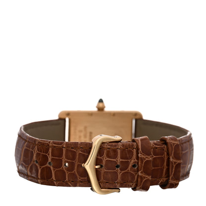 Cartier 18K Yellow Gold Alligator 26mm Tank Louis Quartz Watch Brown 3 of 5