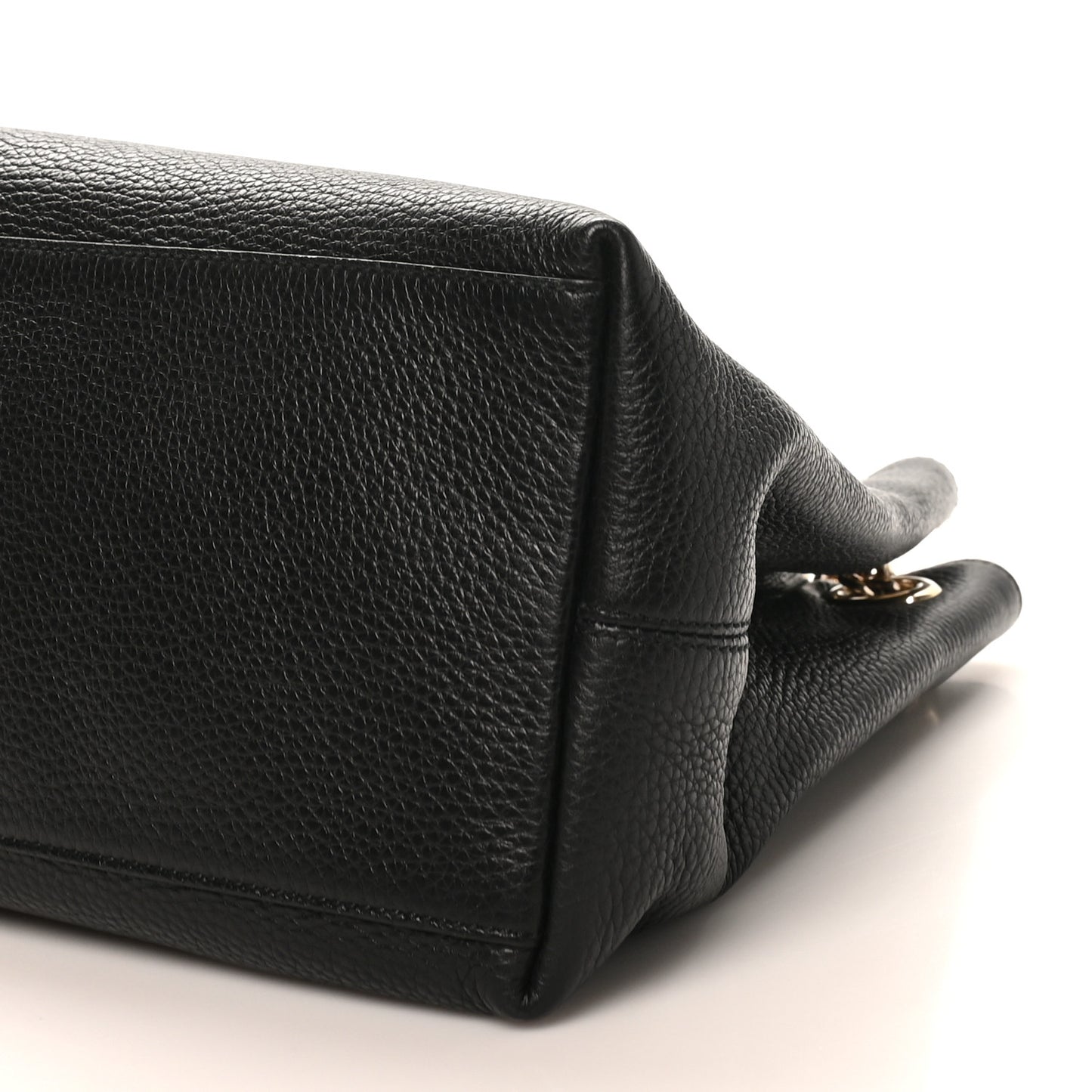 Pebbled Calfskin Medium Soho Chain Shoulder Bag Black