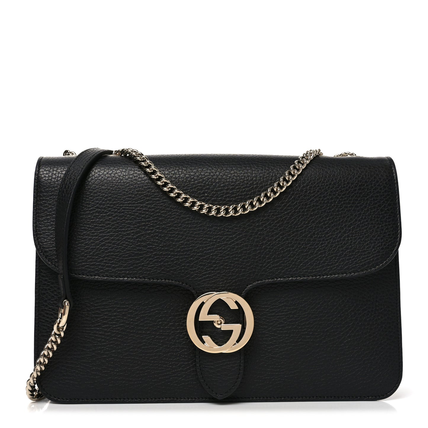 Dollar Calfskin Interlocking G Shoulder Bag Black