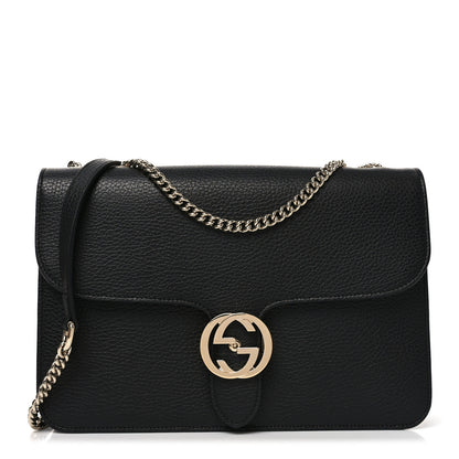 Gucci Dollar Calfskin Interlocking G Shoulder Bag Black 1 of 10