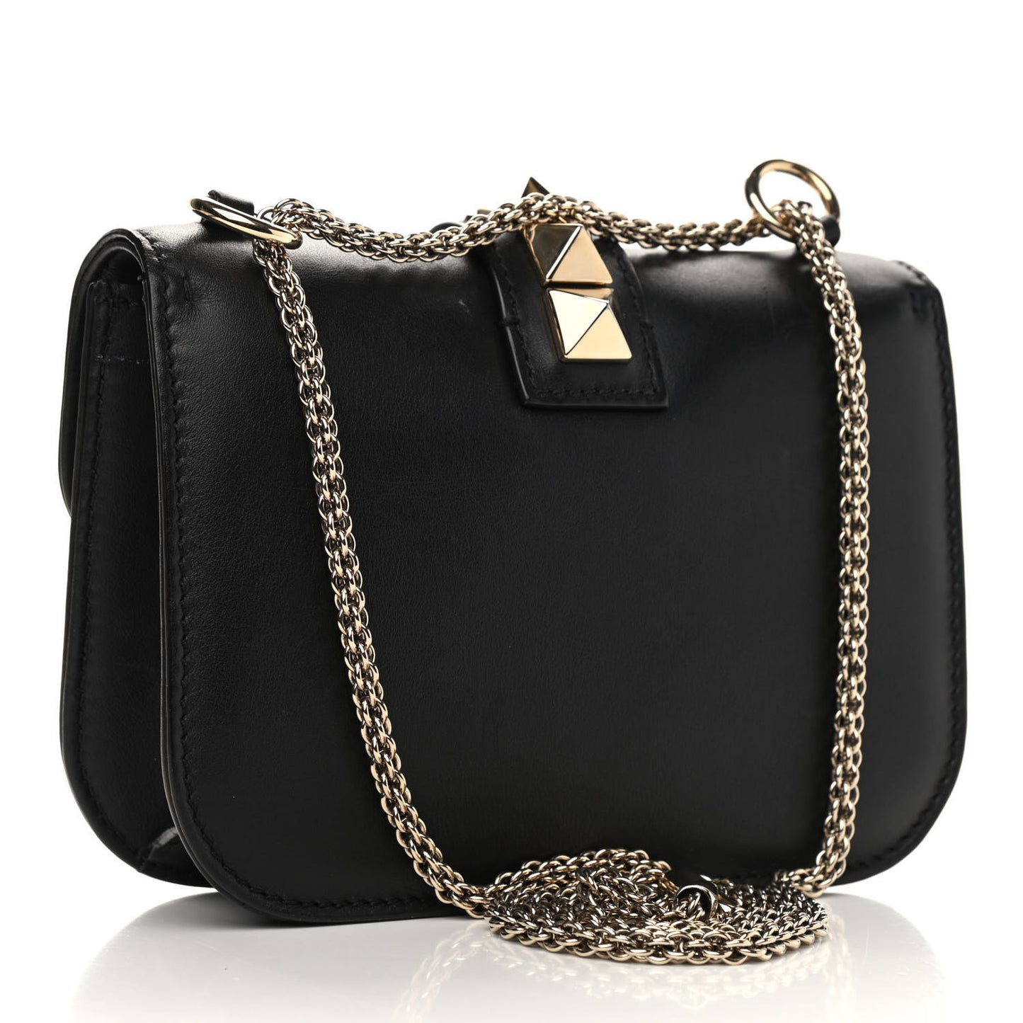 Vitello Small Glam Lock Rockstud Flap Black