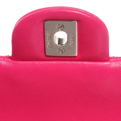 Chanel Lambskin Quilted Mini Rectangular Flap Dark Pink 6 of 9