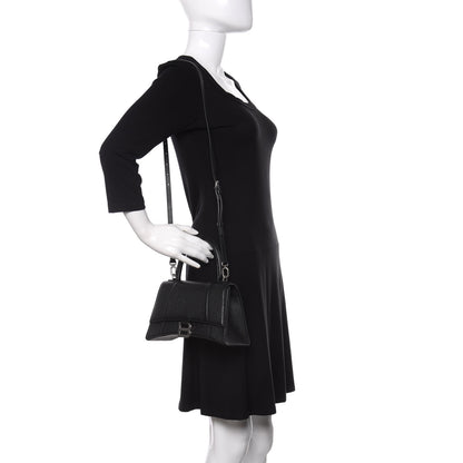 Balenciaga Grained Calfskin Small Hourglass Top Handle Bag Black 2 of 10