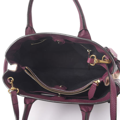 Burberry Grainy Calfskin House Check Medium Banner Tote Mahogany Red 6 of 9