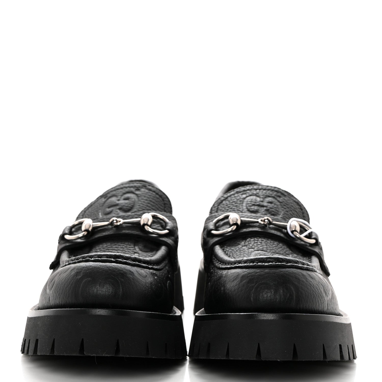 Gucci Magnum Calfskin Nappa Samoa Womens Horsebit Platform Chunky Lug Sole 40mm Loafers 38 Black 2 of 9