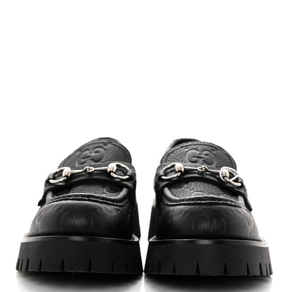 Gucci Magnum Calfskin Nappa Samoa Womens Horsebit Platform Chunky Lug Sole 40mm Loafers 38 Black 2 of 9