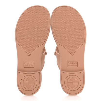Gucci Rubber Womens Horsebit Thong Sandals 37 Vintage Camel 6 of 9