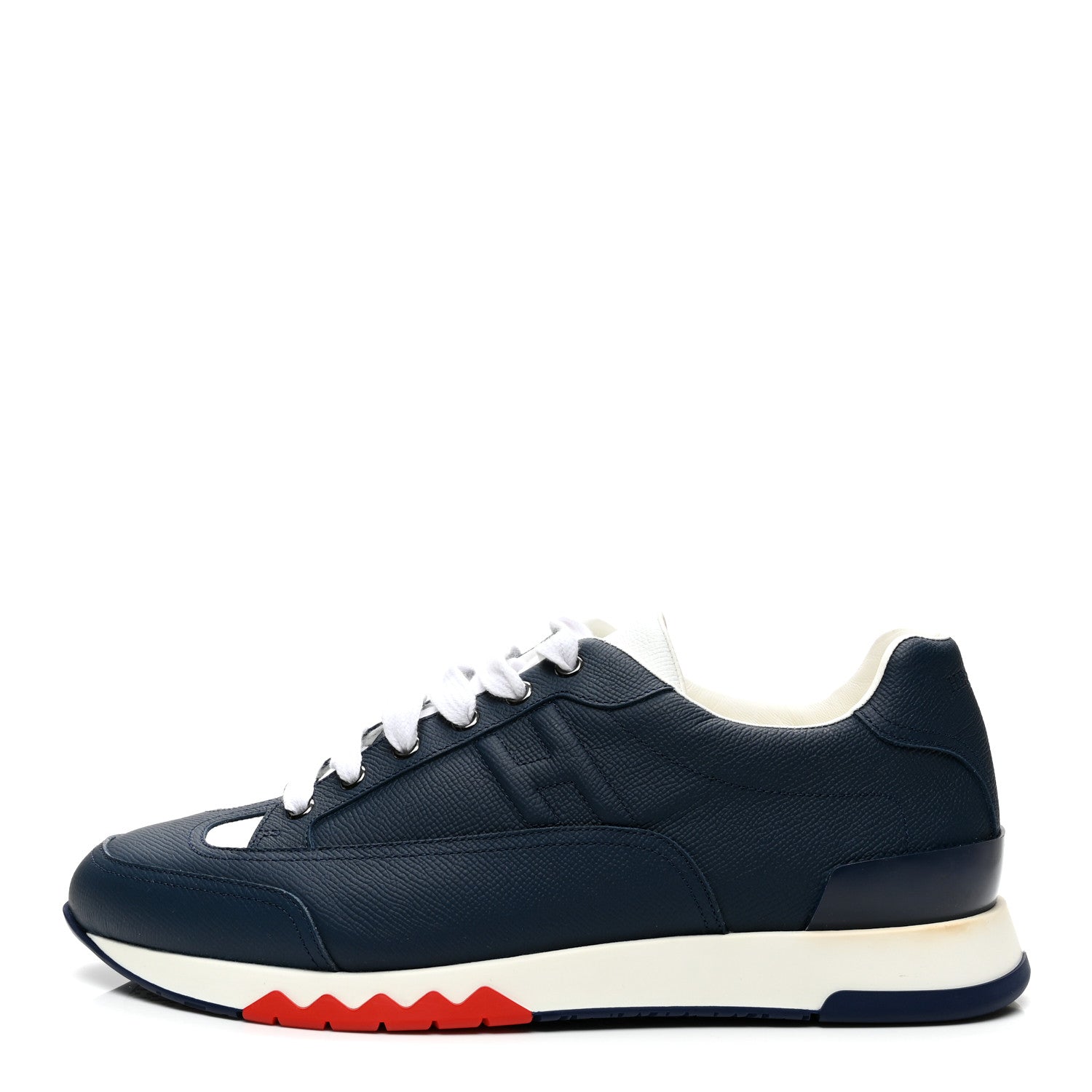 Hermes Epsom Calfskin Mens Trail Sneakers 42 Indigo White 1 of 9