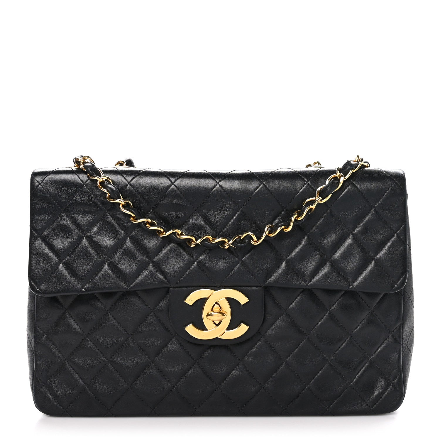 Chanel Lambskin Quilted XL Jumbo Single Flap Black 1 of 11