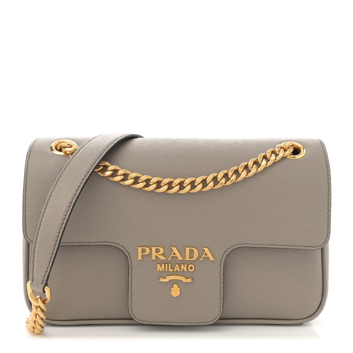 Saffiano Flap Shoulder Bag Argilla