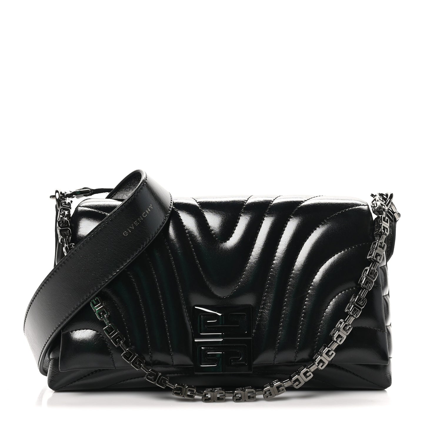 Shiny Calfskin 4G Quilted Small Shoulder Bag Black