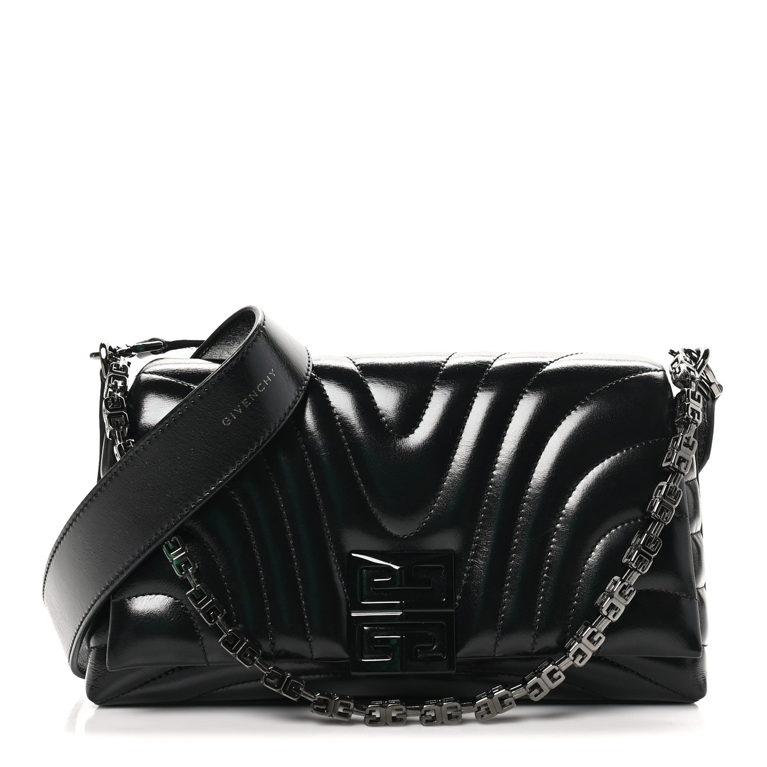 Givenchy Shiny Calfskin 4G Quilted Small Shoulder Bag Black 1 of 9