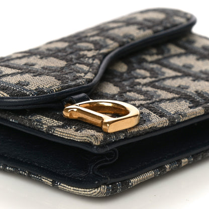 Christian Dior Oblique Saddle Card Holder Blue 9 of 11