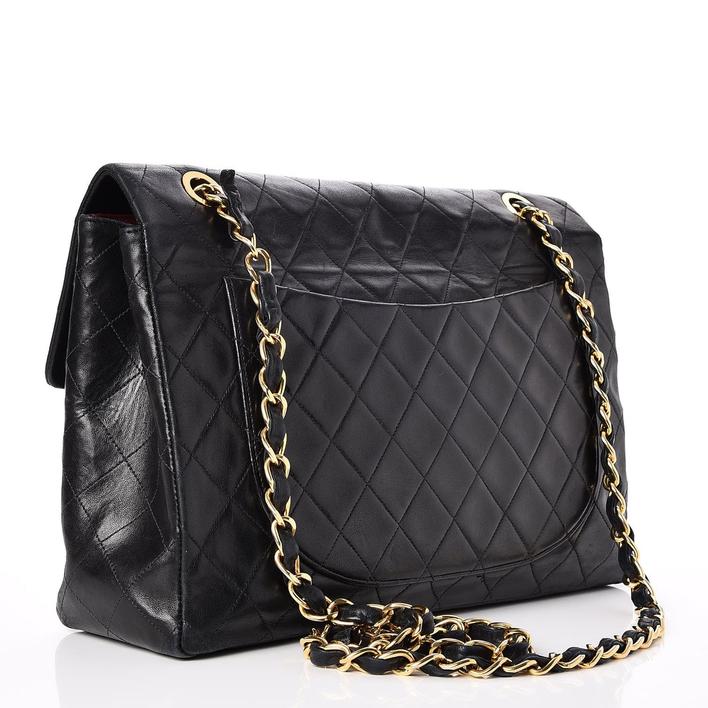 Lambskin Quilted XL Jumbo Single Flap Black