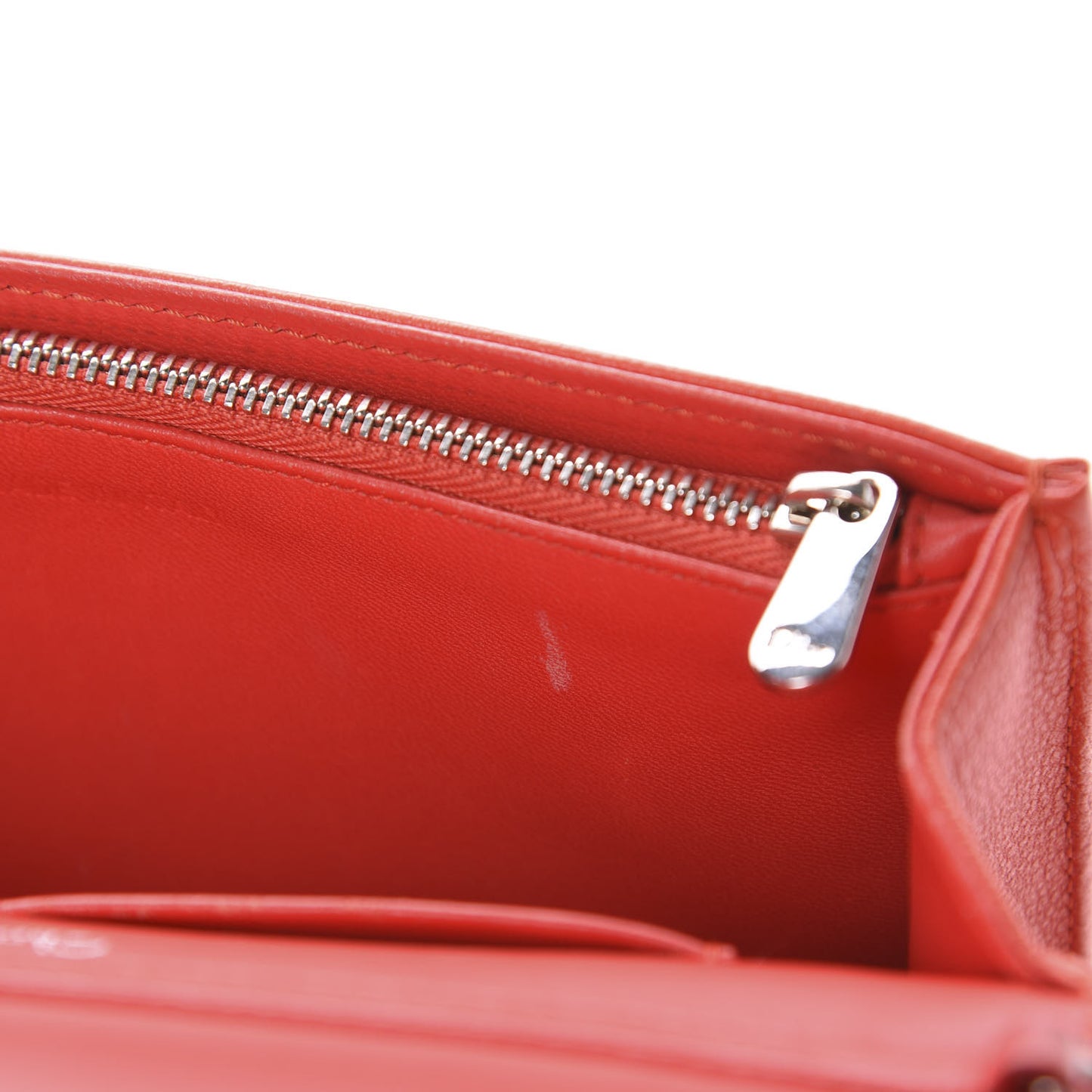 Grained Calfskin Diorama Wallet on Chain Pouch Red