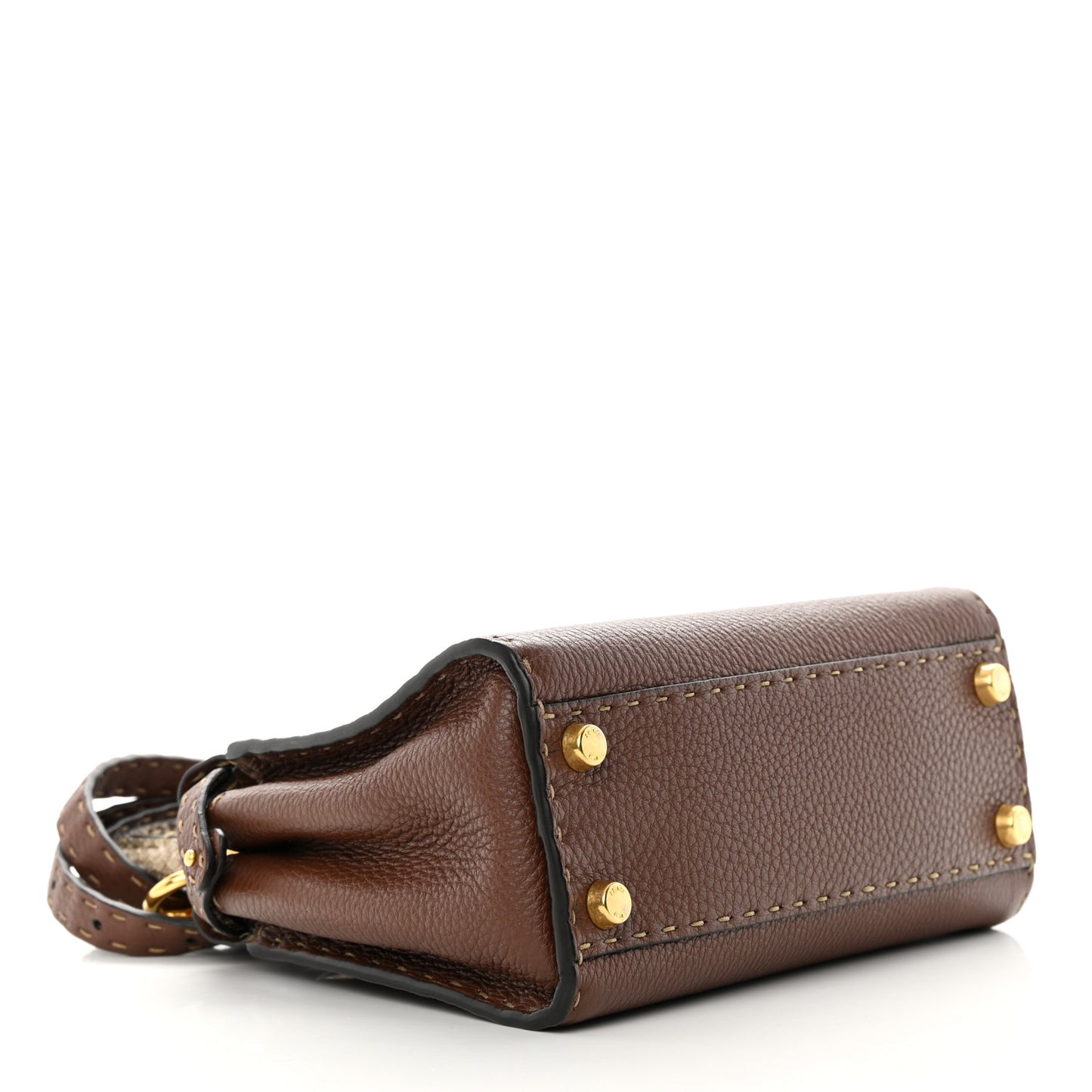 Cuoio Romano Snakeskin Selleria Bi-Color Mini Peekaboo Iconic Satchel Ghianda Camelia White