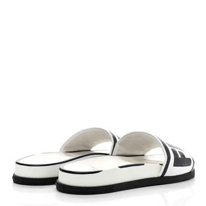 Fendi X JOSHUA VIDES Roma Calfskin Fussbetts Slide Sandals 38 Snow White Black 4 of 13