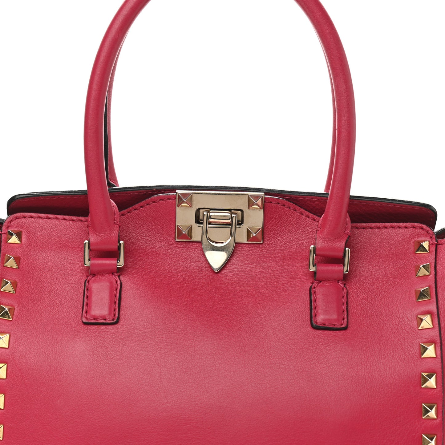 Vitello Small Rockstud Double Handle Tote Cyclamin