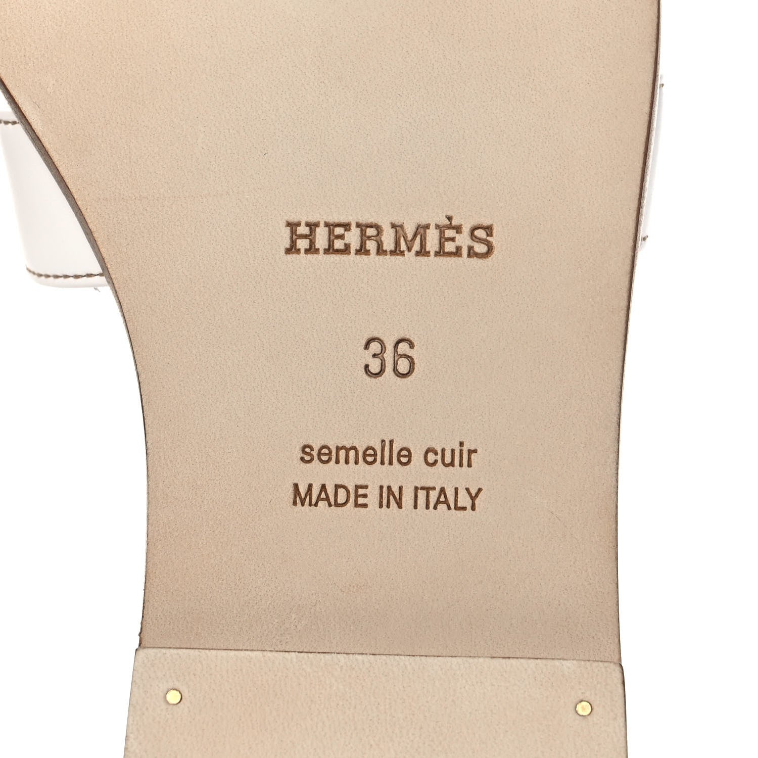 Hermes Box Calfskin Oran Sandals 36 White 6 of 9