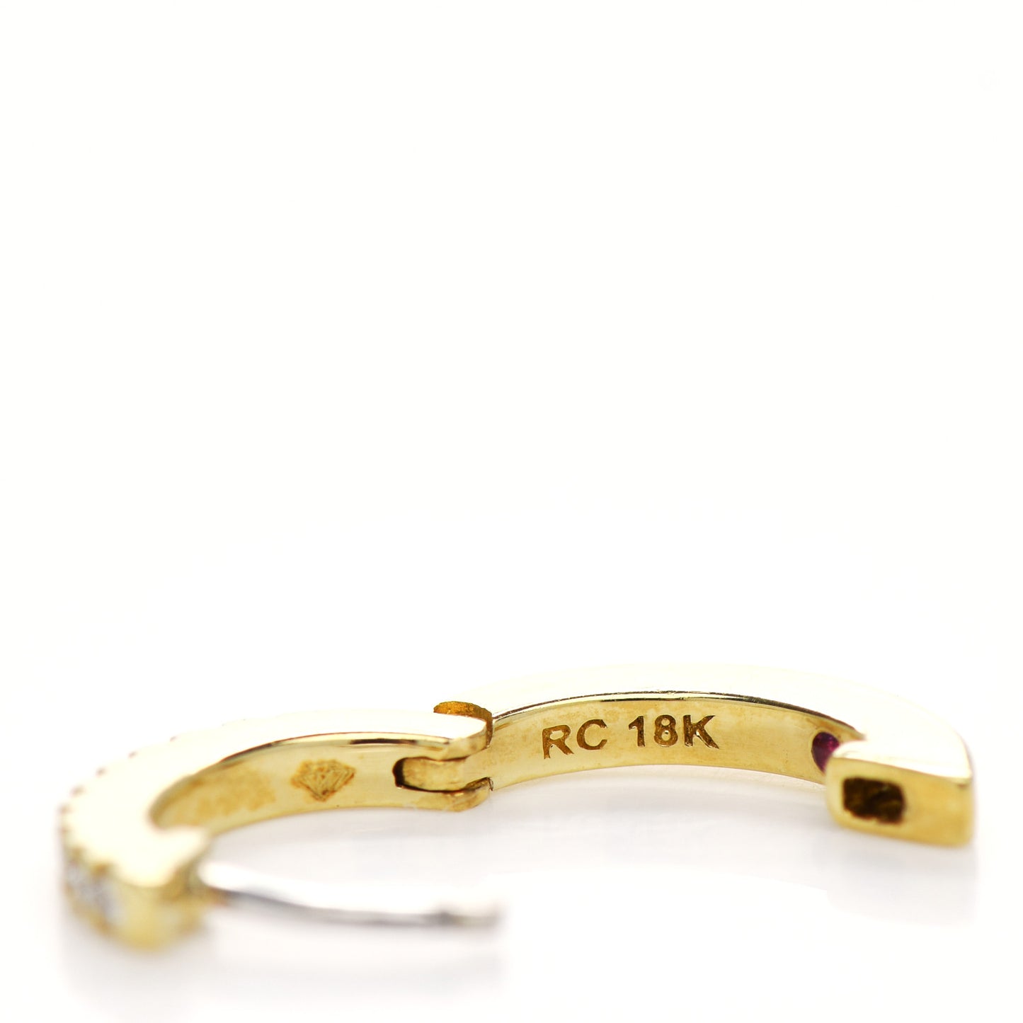 18K Yellow Gold Diamond Small Baby Hoop Earrings
