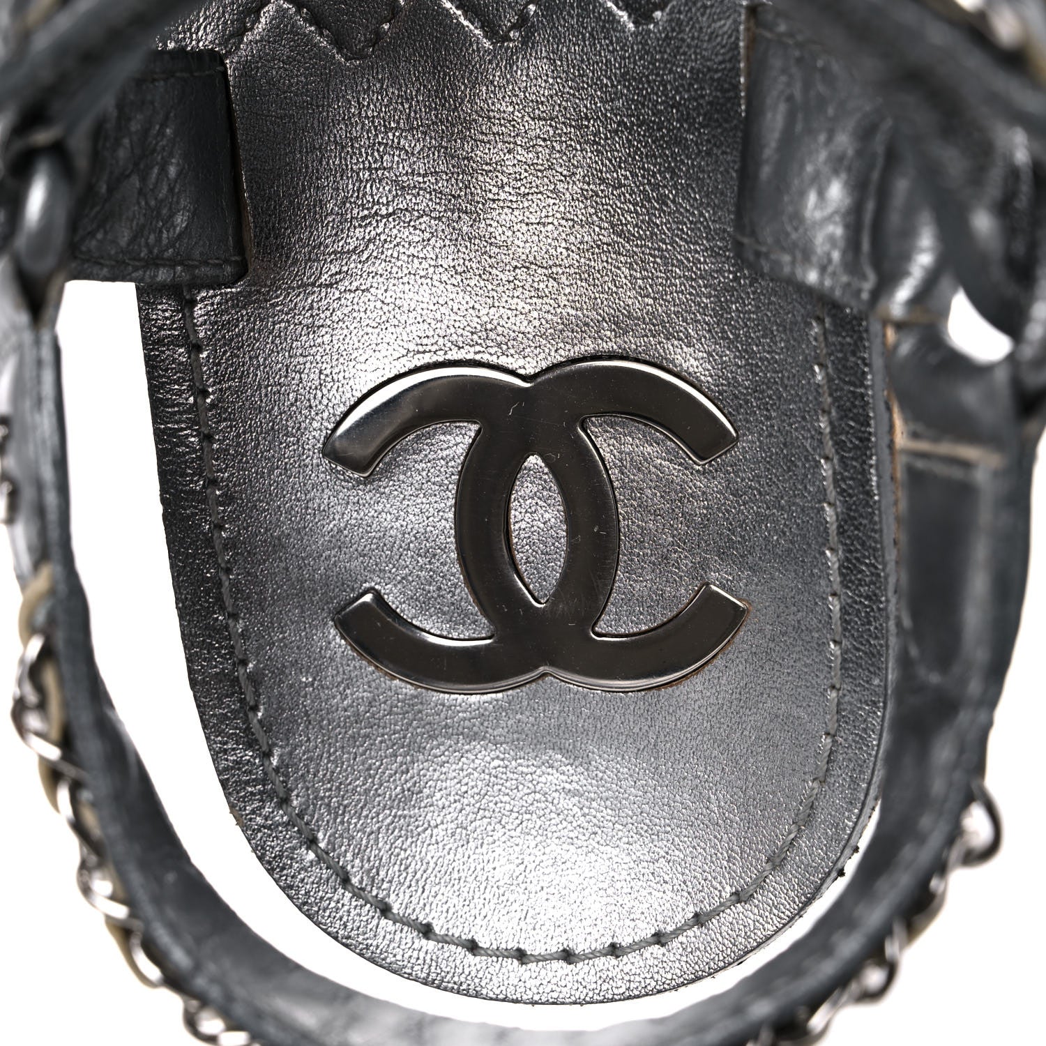 Chanel Metallic Lambskin Chain Flat Sandals 35 Silver 12 of 17