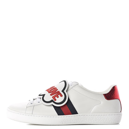 Gucci Calfskin Ayers Blind For Love Embroidered Womens Ace Sneakers 37 White 1 of 11