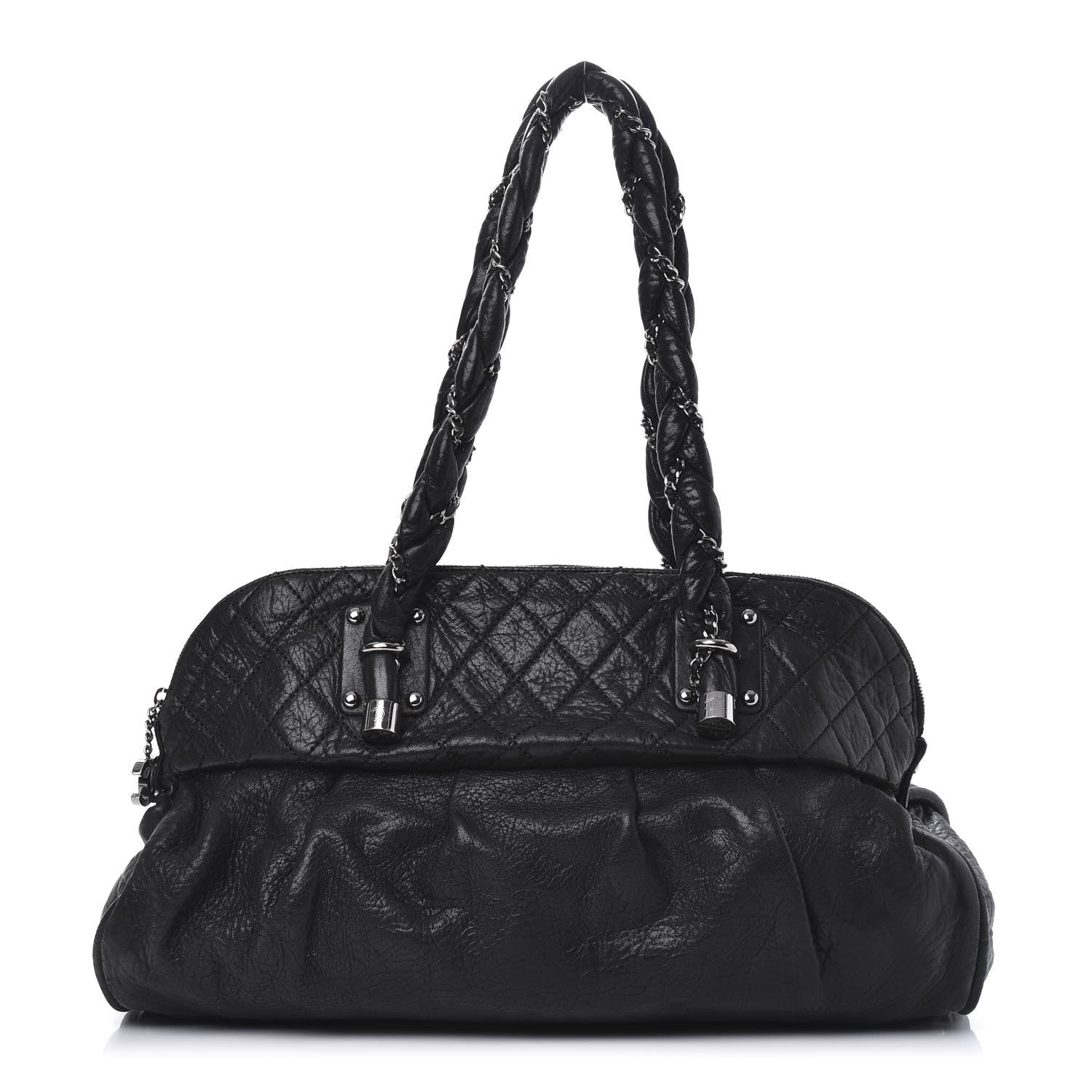 Chanel Distressed Lambskin Large Lady Braid Satchel Black 1 of 11