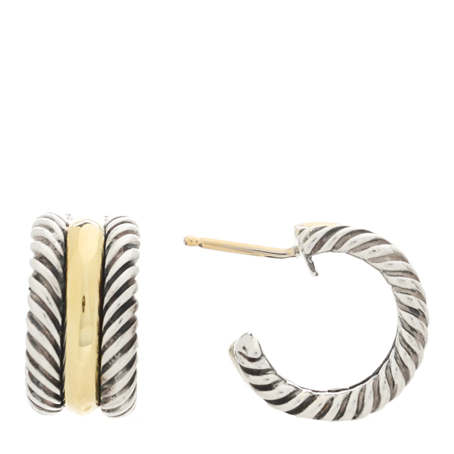 Sterling Silver 14K Yellow Gold 16mm Cable Classics Hoop Earrings