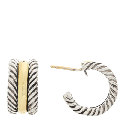 David Yurman Sterling Silver 14K Yellow Gold 16mm Cable Classics Hoop Earrings 1 of 5