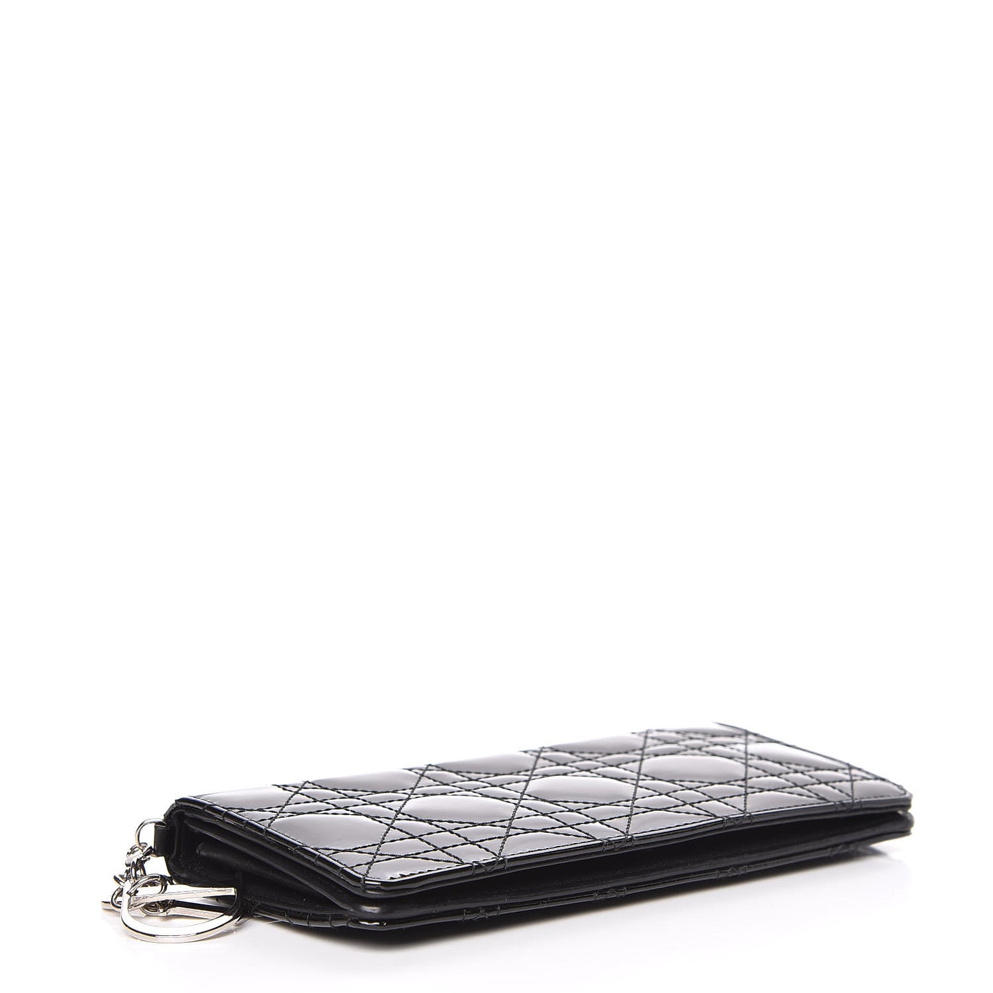 Patent Cannage Lady Dior Yen Wallet Black