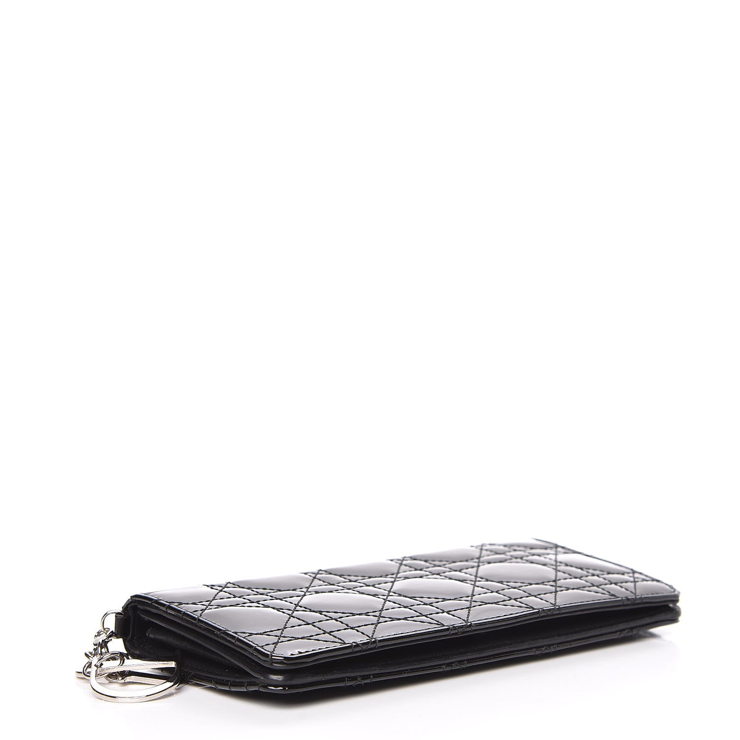 Christian Dior Patent Cannage Lady Dior Yen Wallet Black 4 of 14