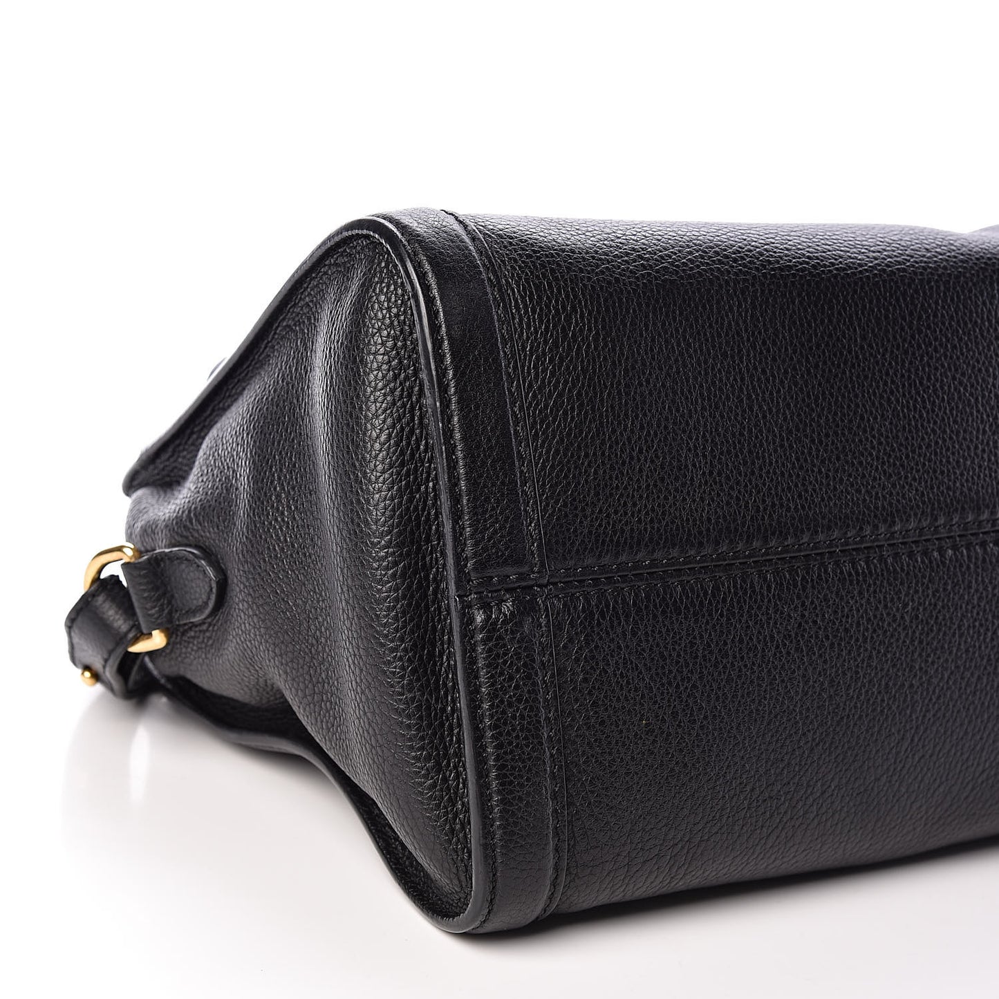Pebbled Calfskin Small Skull Padlock Zip Around Tote Black