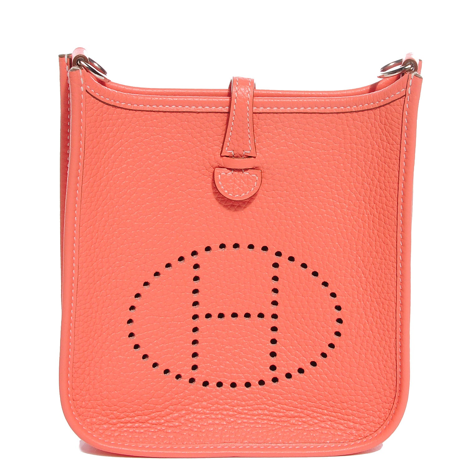 Hermes Taurillon Clemence Amazone Evelyne TPM Crevette and Rouge Casaque 1 of 16