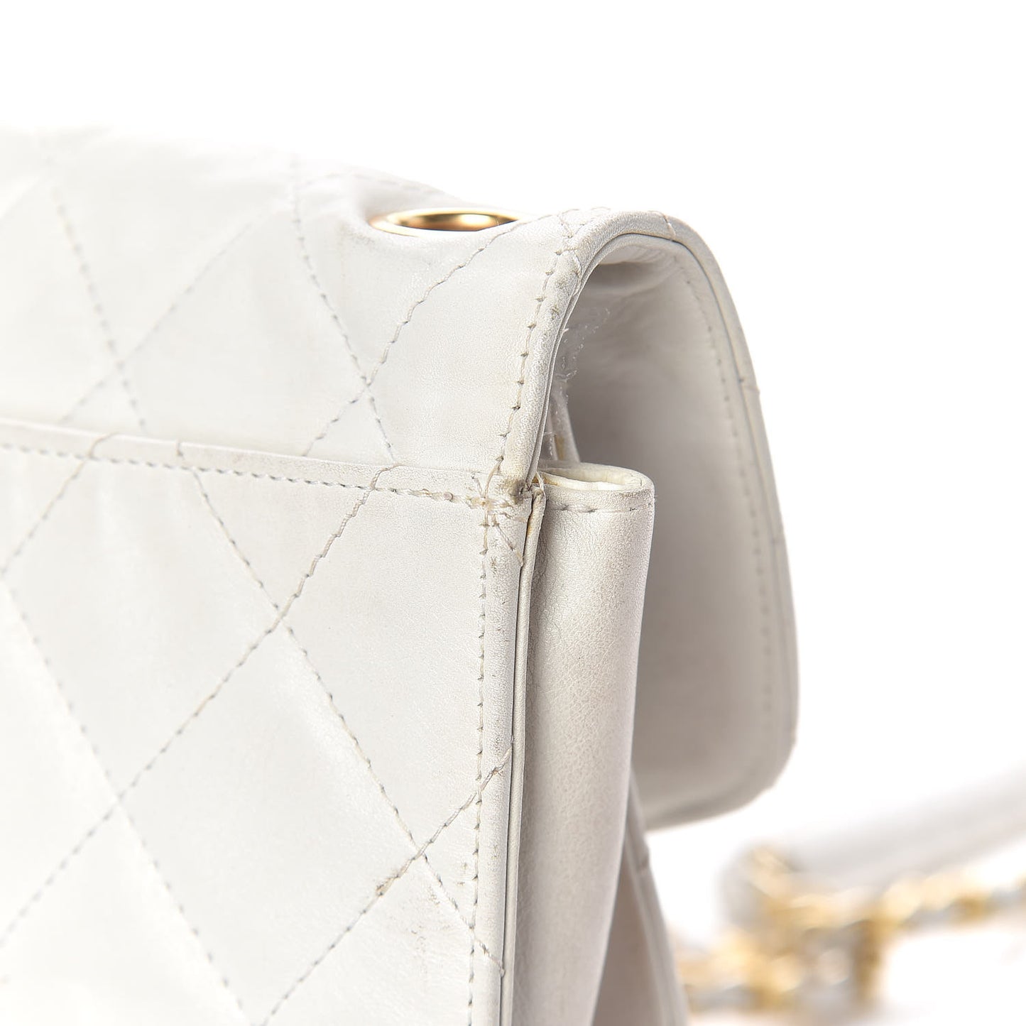 Lambskin Quilted Medium Single Flap White