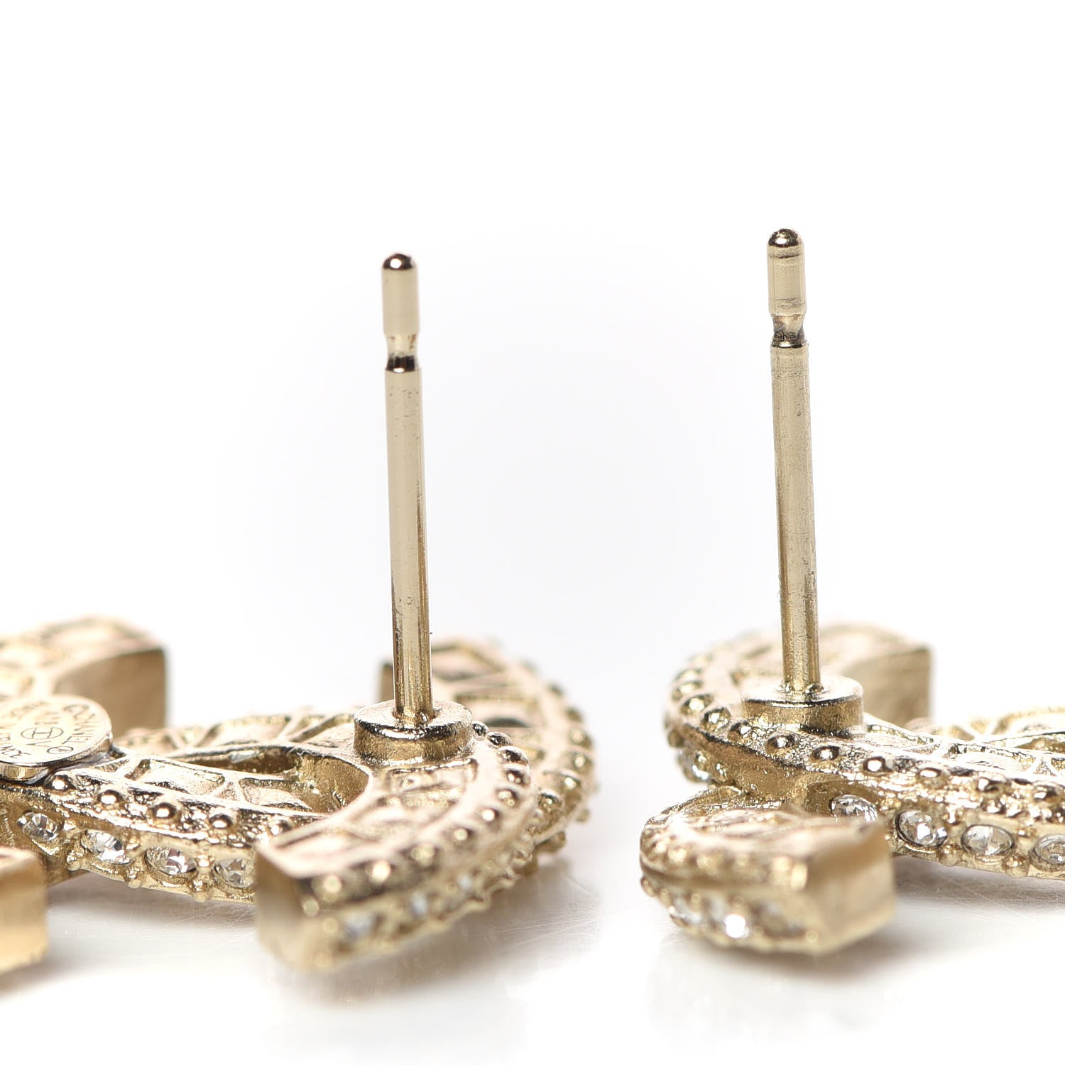 Chanel Crystal CC Earrings Gold 4 of 6