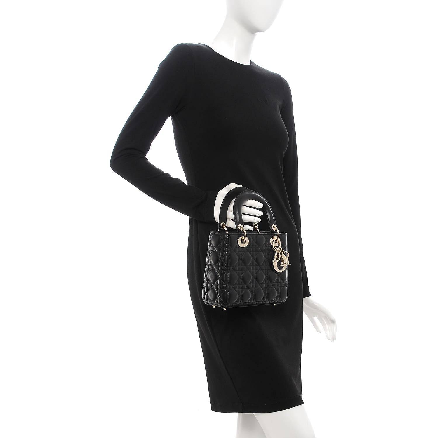Christian Dior Lambskin Cannage Small Lucky Badges My Lady Dior Black 3 of 8