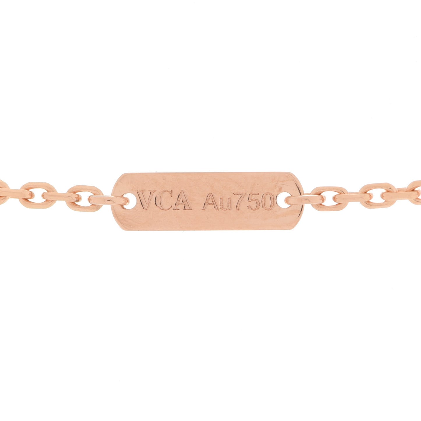18K Rose Gold Diamond Rhodonite Vintage Alhambra Pendant Necklace