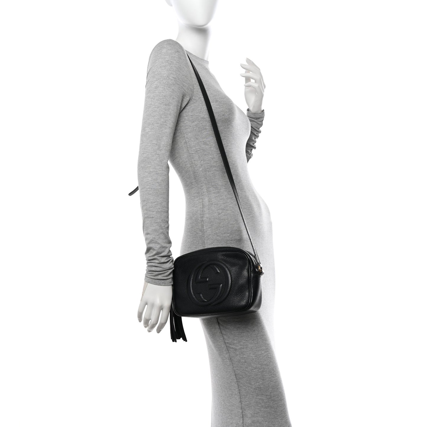 Pebbled Calfskin Small Soho Disco Bag Black
