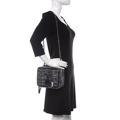 Chanel Tweed Snakeskin Quilted Medium CC Filigree Vanity Case Black Ecru Silver 2 of 10
