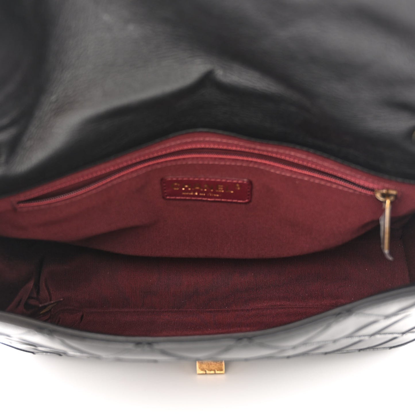 Calfskin Diamond Debossed Large Cosmos Flap Black