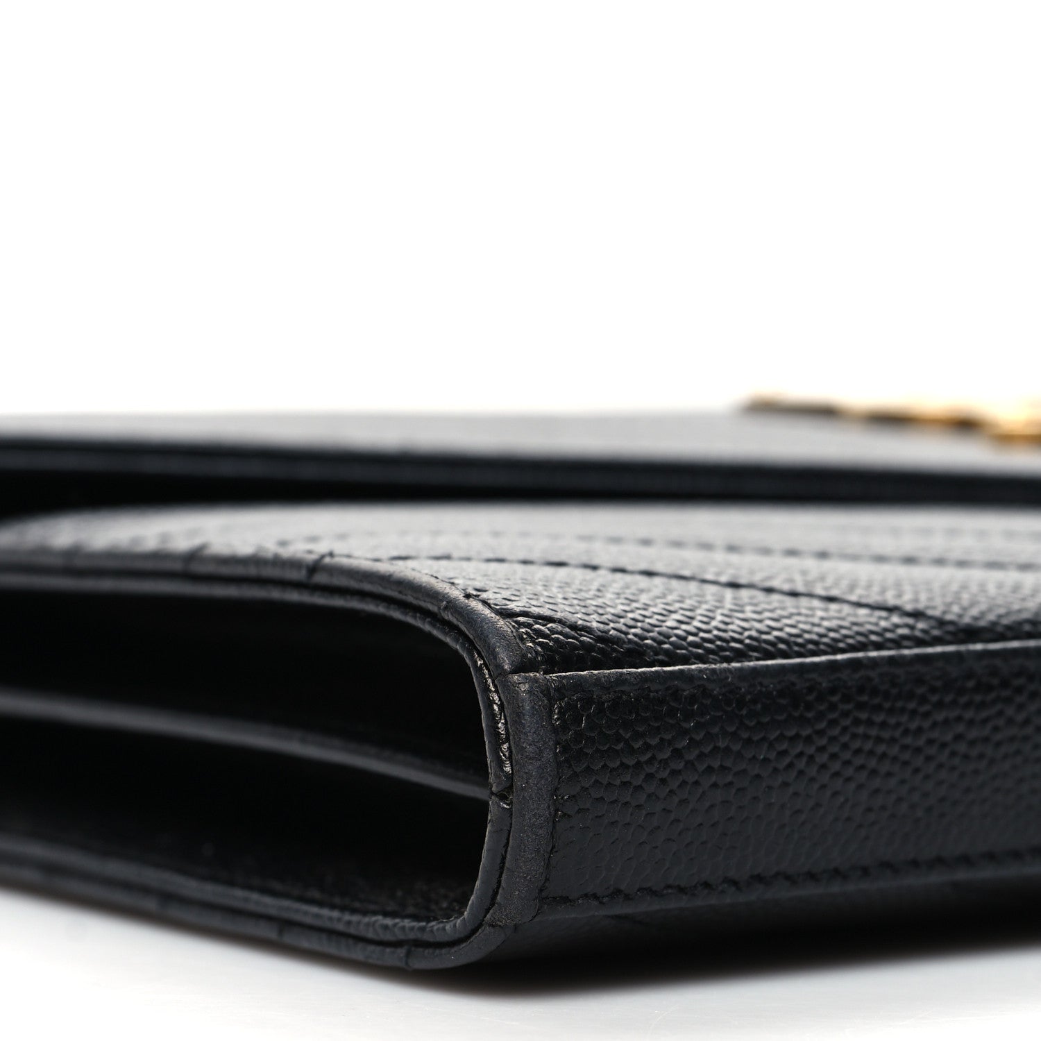 Saint Laurent Grain De Poudre Matelasse Chevron Monogram Chain Wallet Black 8 of 10