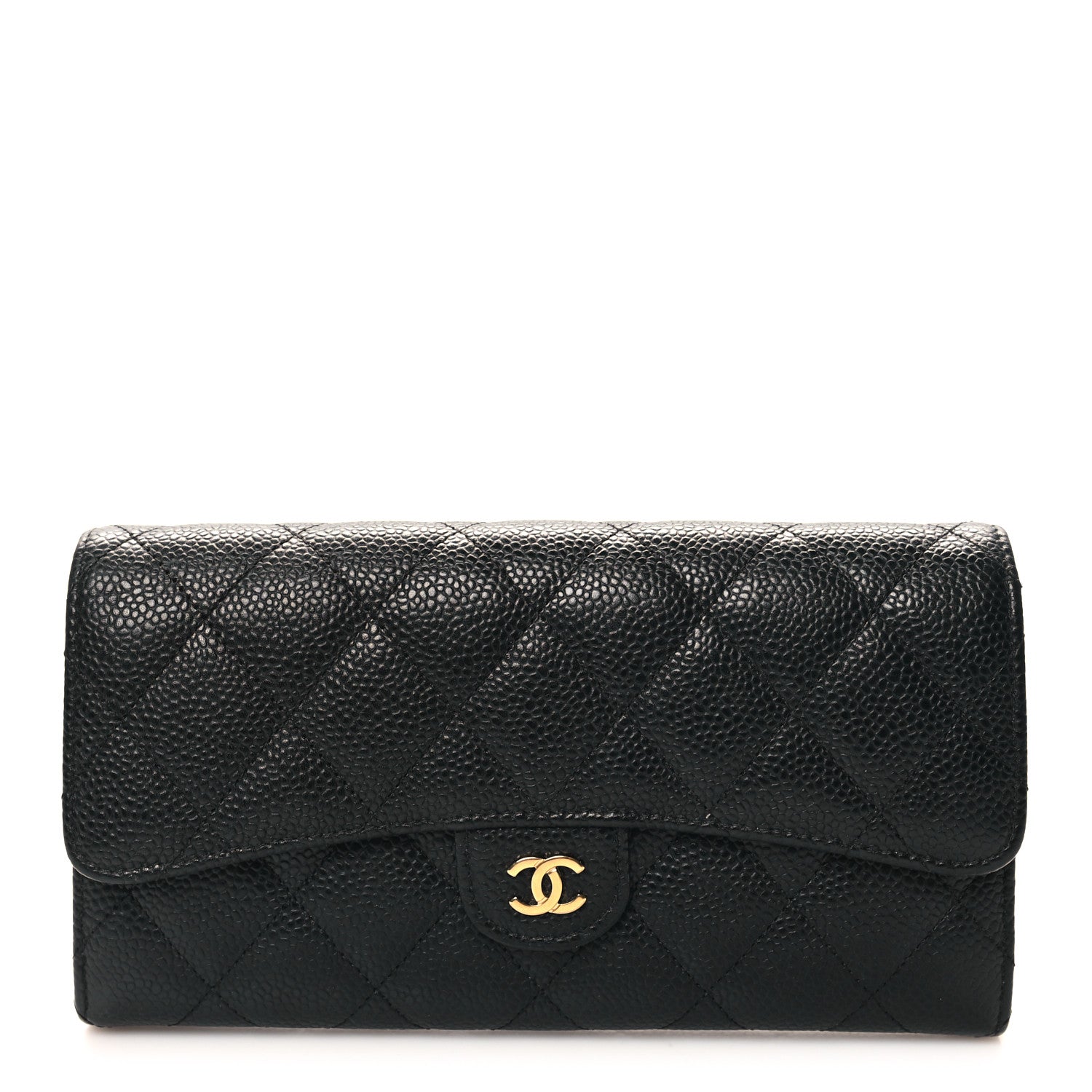 Chanel Caviar Quilted Large Gusset Flap Wallet Black 1 of 8