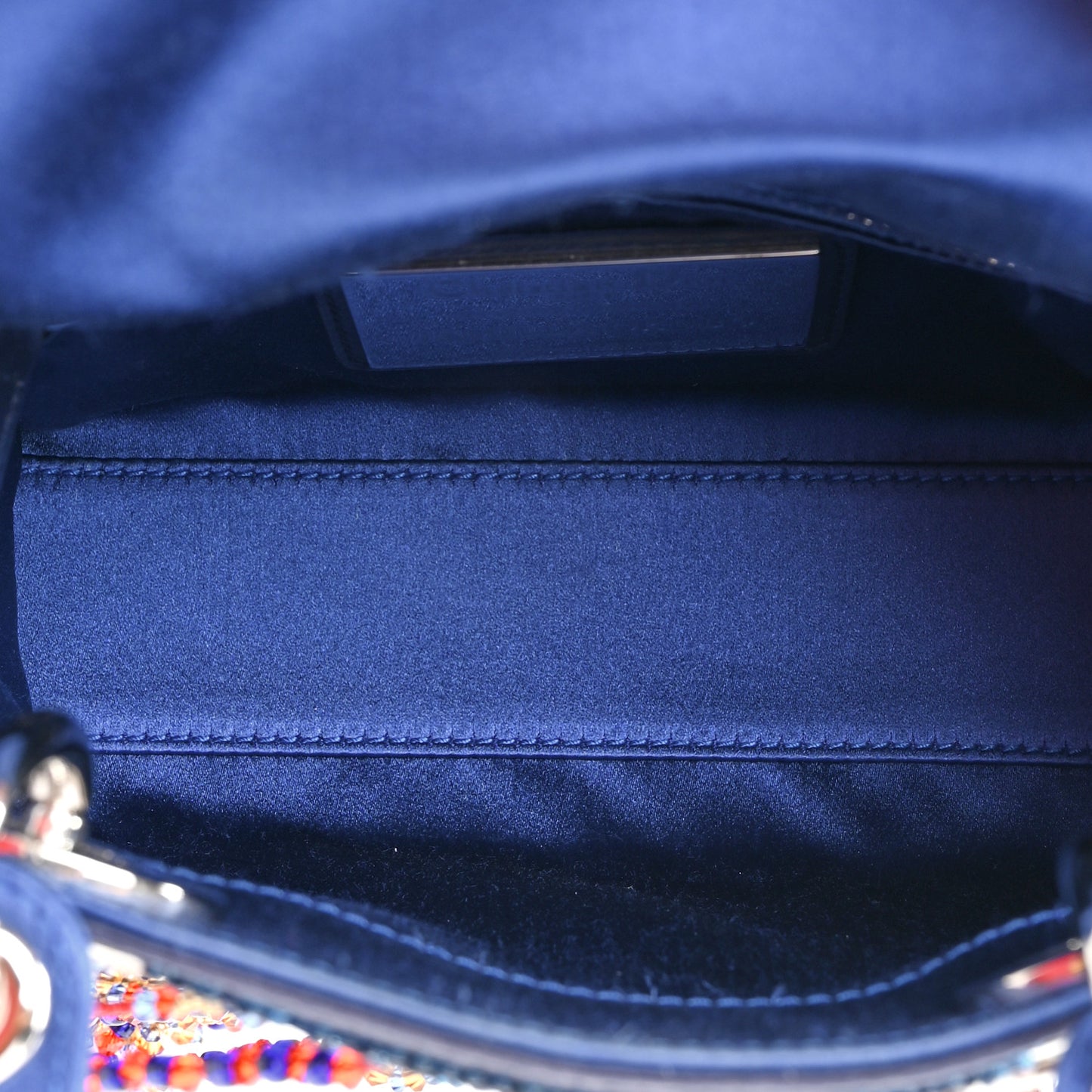 Satin Sequin Embroidered Mini Lady Dior Blue Multicolor