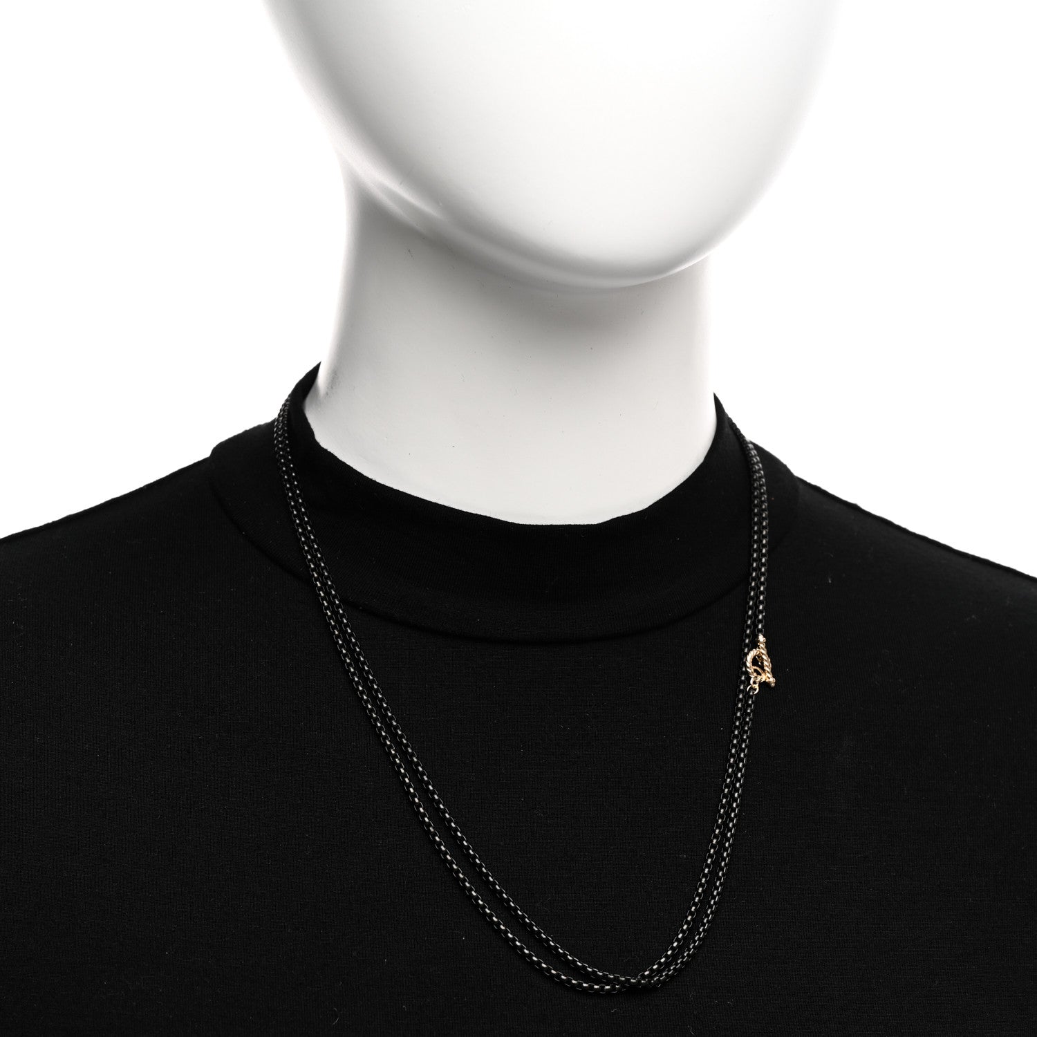 David Yurman Stainless Steel 14K Yellow Gold Acrylic Bel Aire Chain Necklace Black 2 of 4