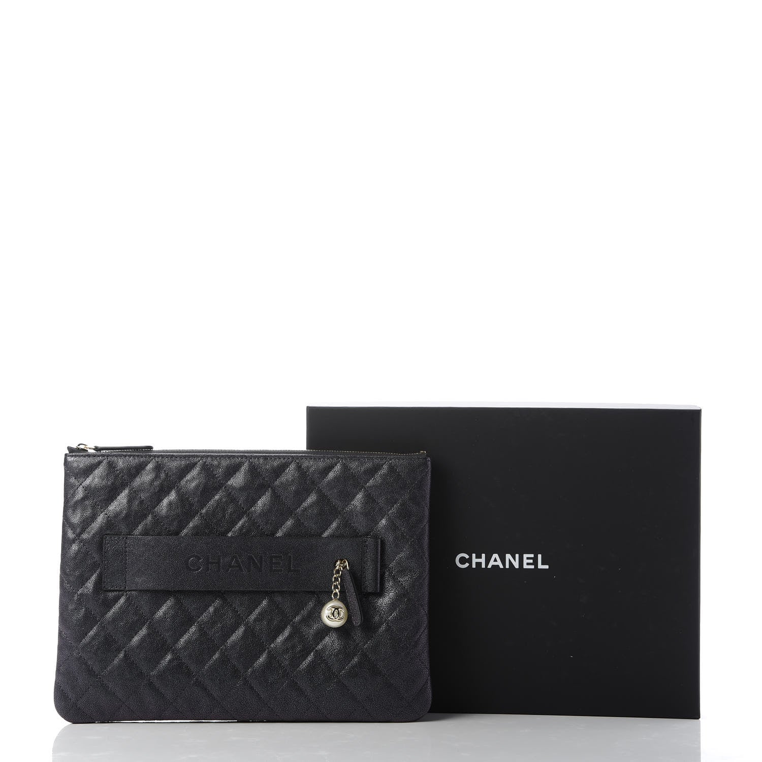 Chanel Iridescent Caviar Medium Night by the C Pouch Clutch Black 10 of 10