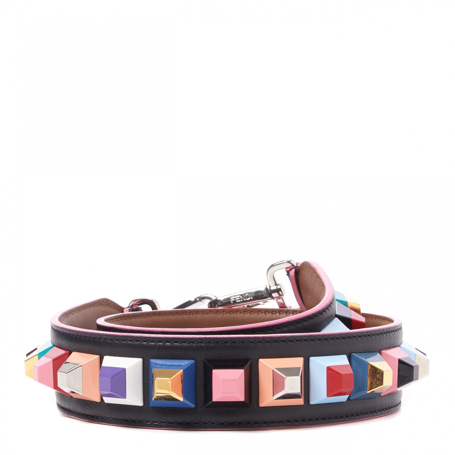 Fendi Vitello Dolce Plexiglass Bi-Color Studded Strap You Black Brownie Multicolor 2 of 6