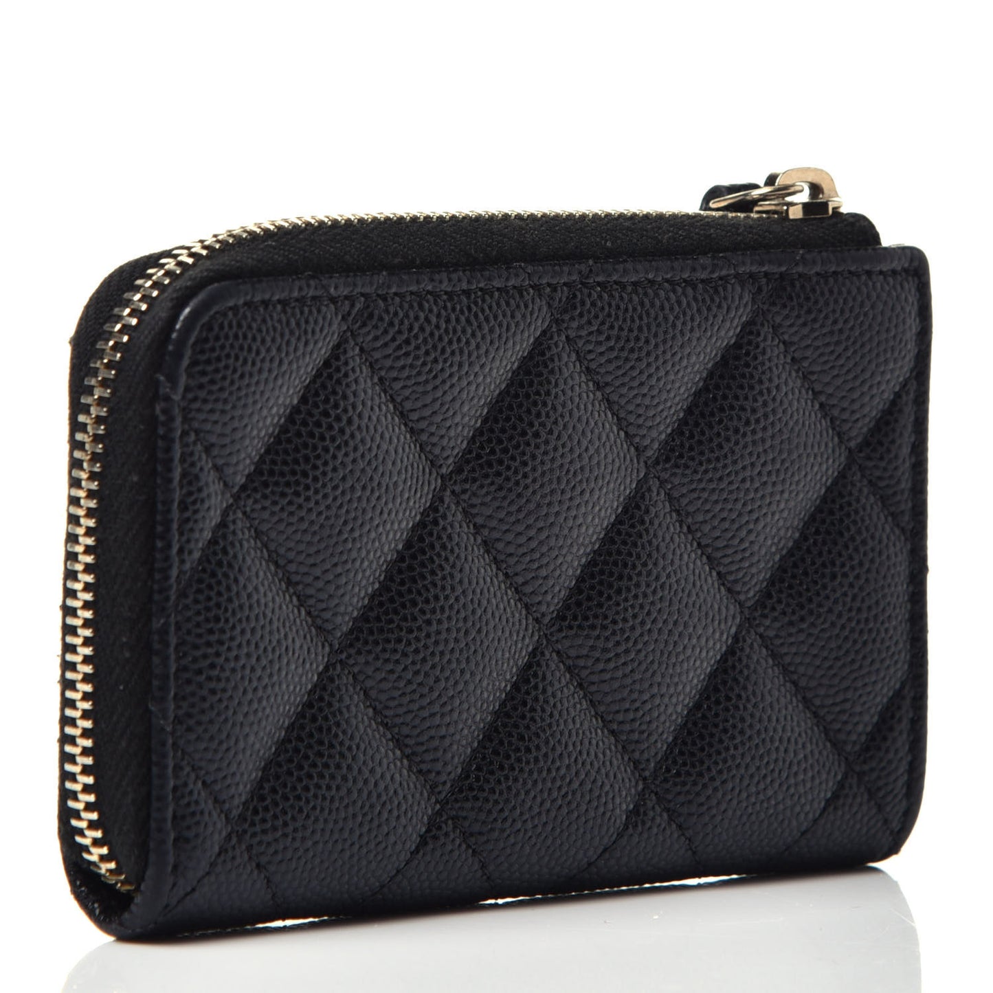 Caviar Quilted Zipped Key Holder Case Black